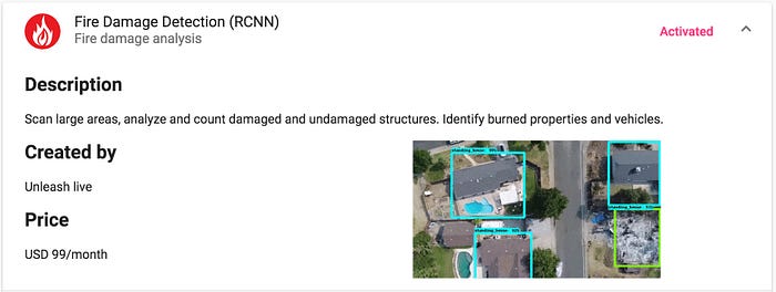 Enabling the Fire Damage Detection (RCNN) A.I. App in Unleash live