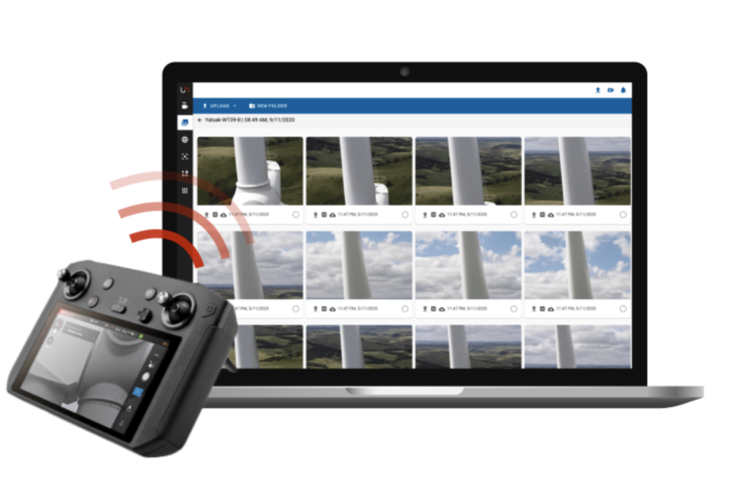 Media from drone flights is automatically sync'ed from the field