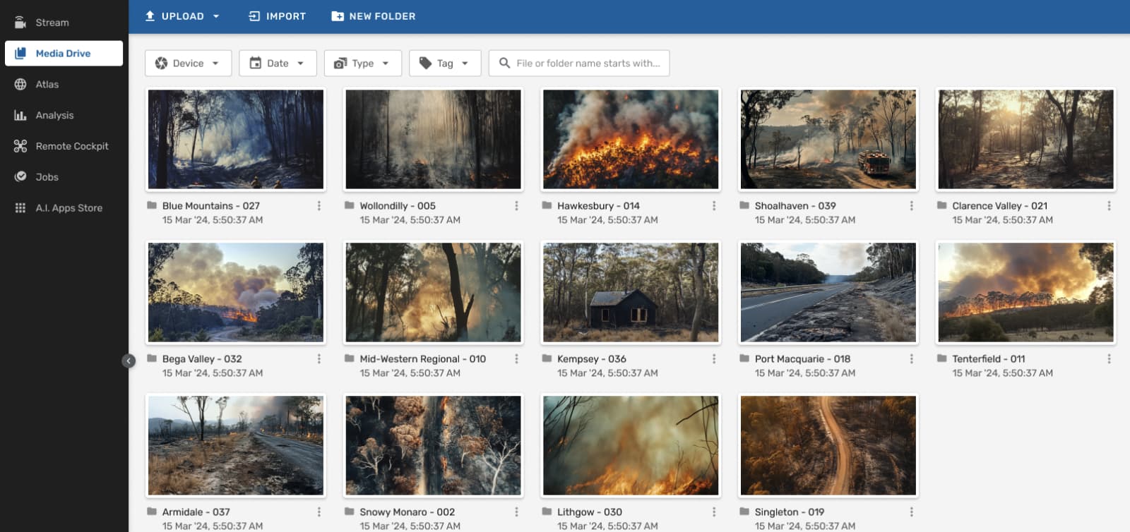 Unleash live's Media Drive allows for secure storage and review of footage captured during and after fire incidents, allowing operational personnel to make more informed decisions about resourcing and approach.