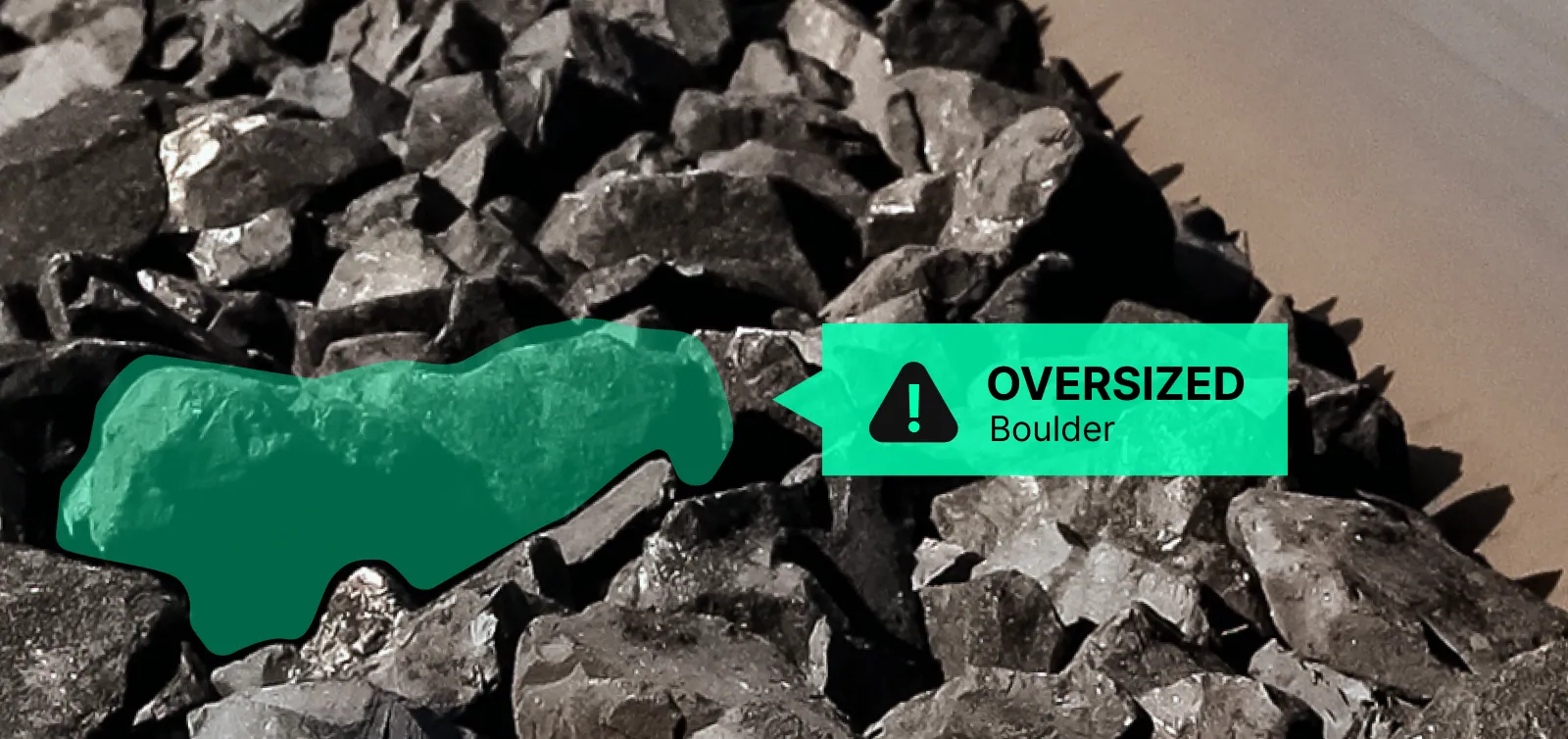 Oversized boulder identified on conveyor