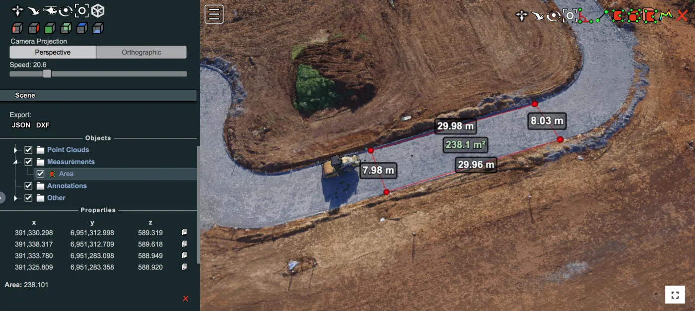 Measuring the volume of an area on a point cloud