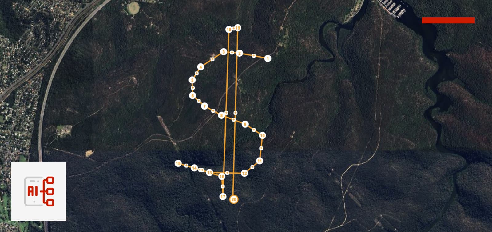 Inspection corridor markers on a digital map create the shape of a dollar sign, indicating the ROI that the blog article speaks to. There is an "AI" icon and red bar overlaid on top.