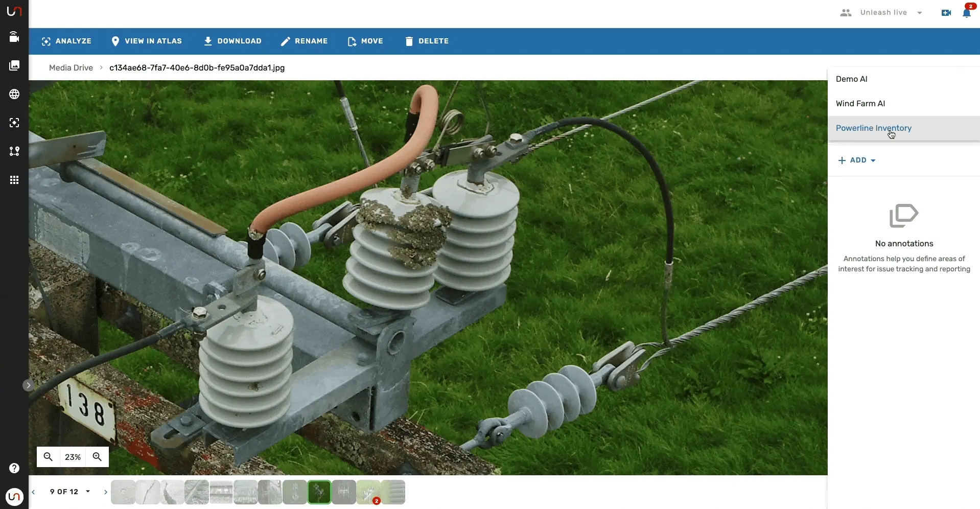 Smart Selection “By Box” is used in Powerline insulators