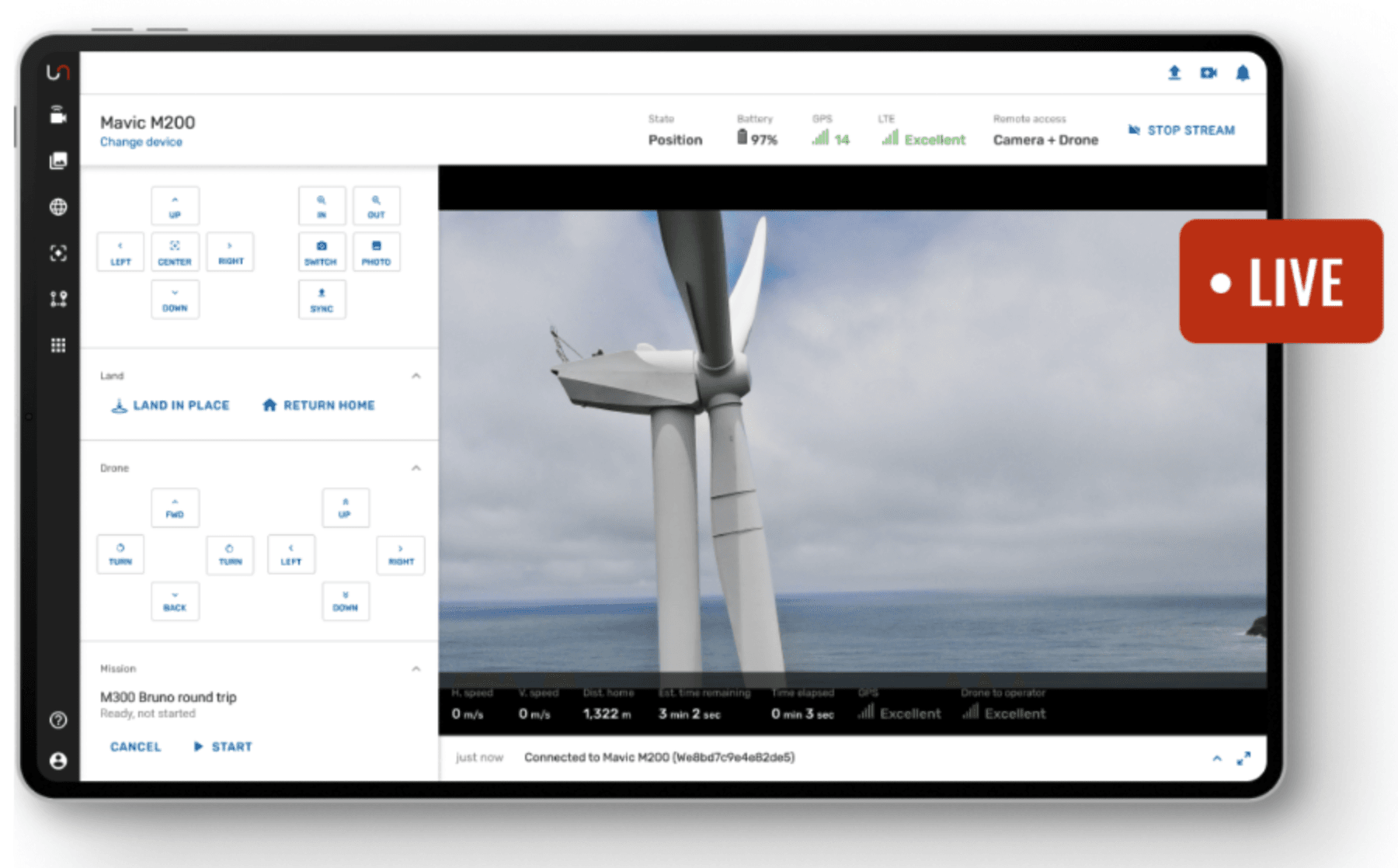 A live view of drone video in Unleash live's Remote Cockpit
