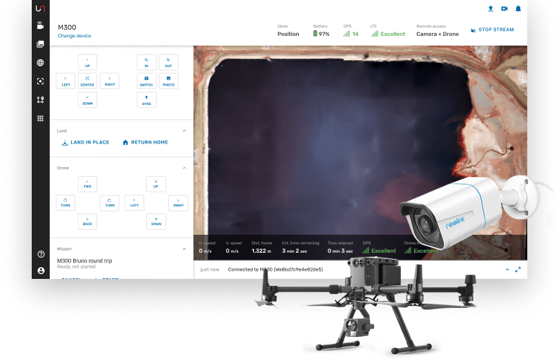 Run live streams or give remote operators camera or drone control