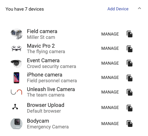 A view of device management in Unleash live.