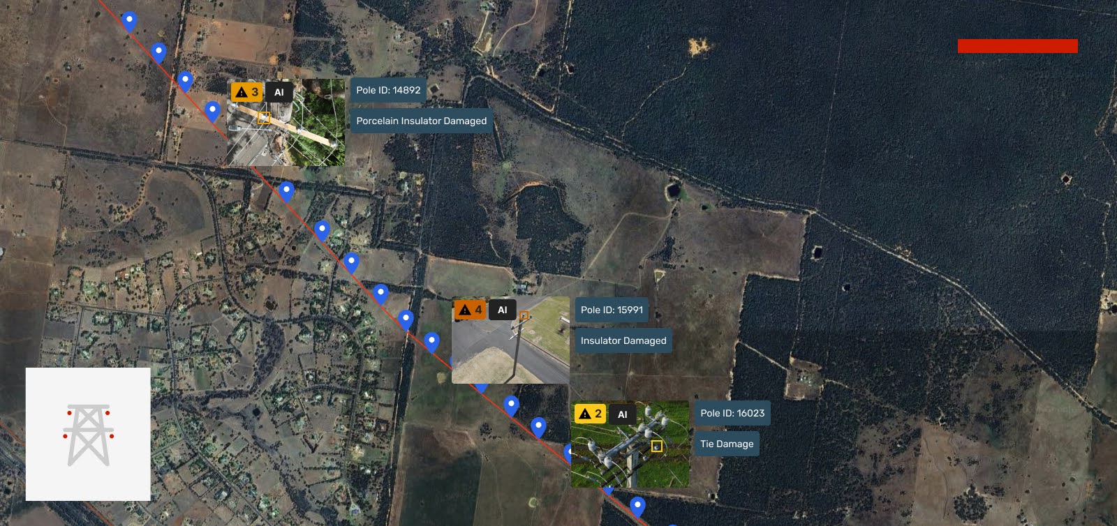 Machine Learning georeferenced component and fault detection. Images are automatically sorted by pole ID and location. Gain better context for viewing assets and faults across the network.