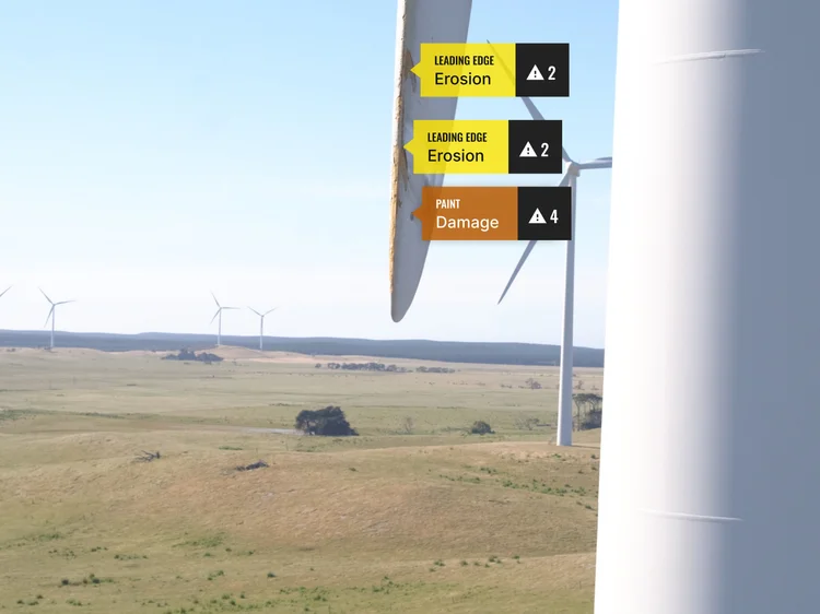 Wind Turbine blade fault images are captured, uploaded and analyzed automatically