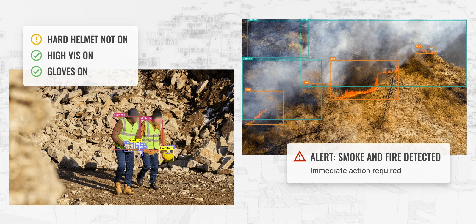 AI apps for PPE detection and smoke and fire detection