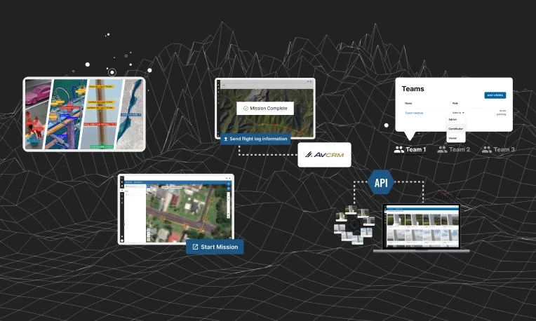 A montage of AI Apps for near-miss detection, power line component faults, wind turbine blade damage, and crack detection, AVCRM integration for flight logging and compliance, team-switching in Unleash Live, and improved API abilities and performance for sync'ing media to and from Unleash Live