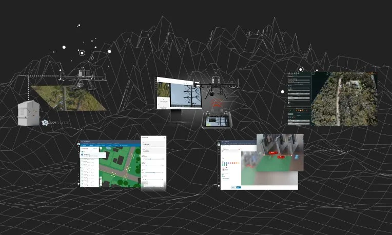 A montage of SkyCharge dock integration with Unleash Live, mission planning tools in Fusion Atlas, automatic updates for Autofly and improved configuration of visual gates for counting and detecting with computer vision