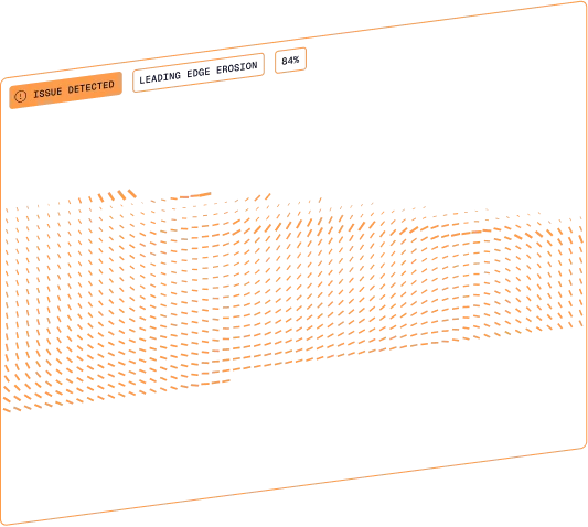 Orange dash pattern indicating the 'leading edge erosion' fault